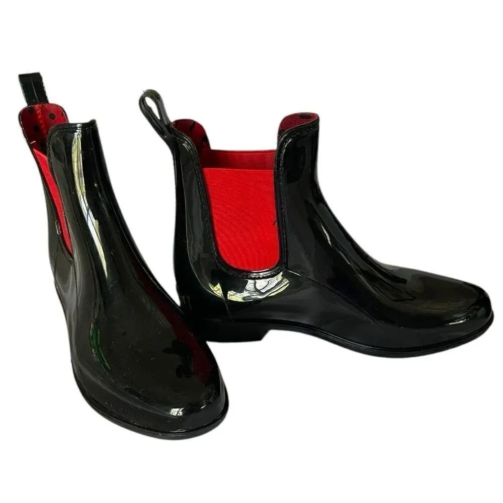 Ralph Lauren Women's Rain Boots  Black with Red Size 7